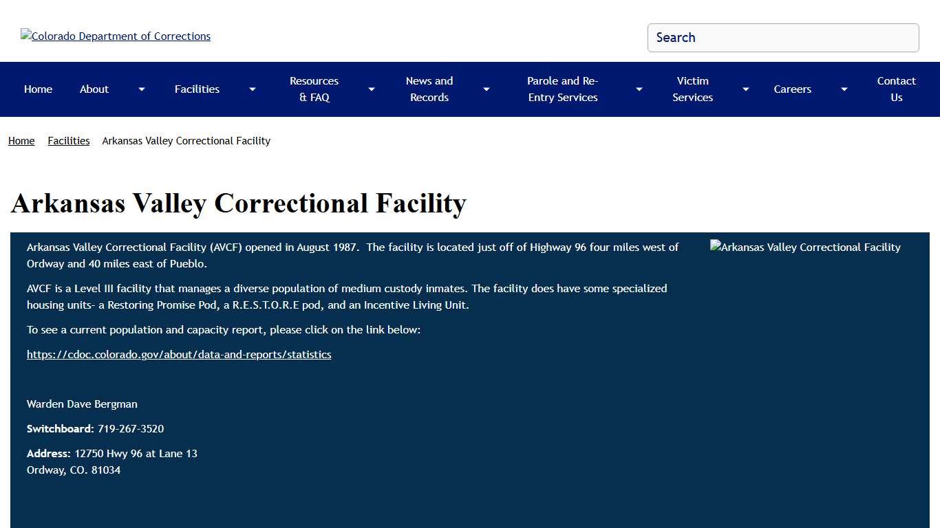 Arkansas Valley Correctional Facility Colorado Department of Corrections